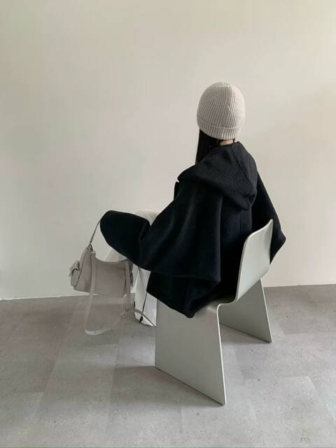 2025新韩版连帽双面羊绒大衣女短款宽松慵懒风休闲羊毛大衣昵外套