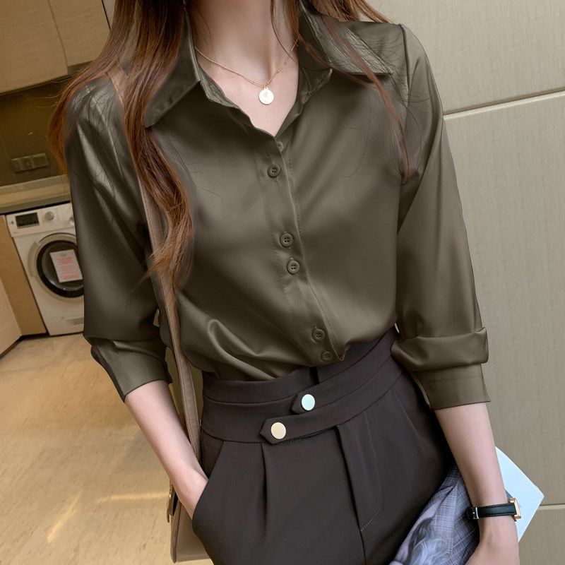 职业2021年春夏新款ol气质白色衬衫 婷姿恬衬衫