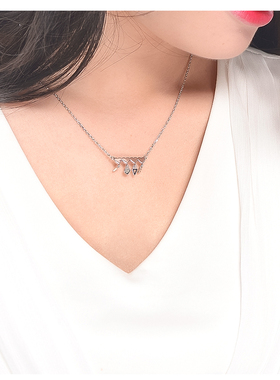 bebekitty爱心形吊坠银项链
