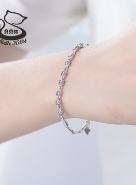 Kitty生日礼物纯银饰品手环