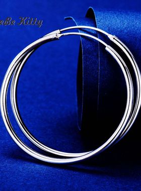 纯银夸张加粗夜店耳饰品大圆圈