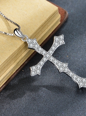 纯银项链情侣十字架吊坠