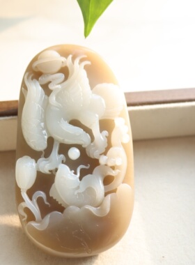 糖玉鹰抓鱼糖白手玩件摘色巧雕