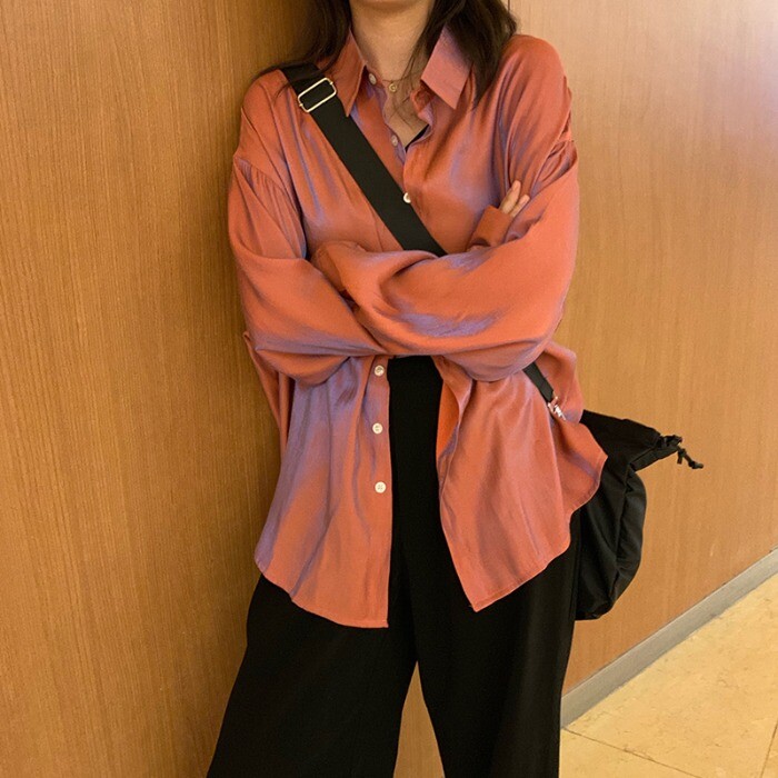 卉菊bf风夏装帅气宽松小翻领女衬衫 卉菊衬衫