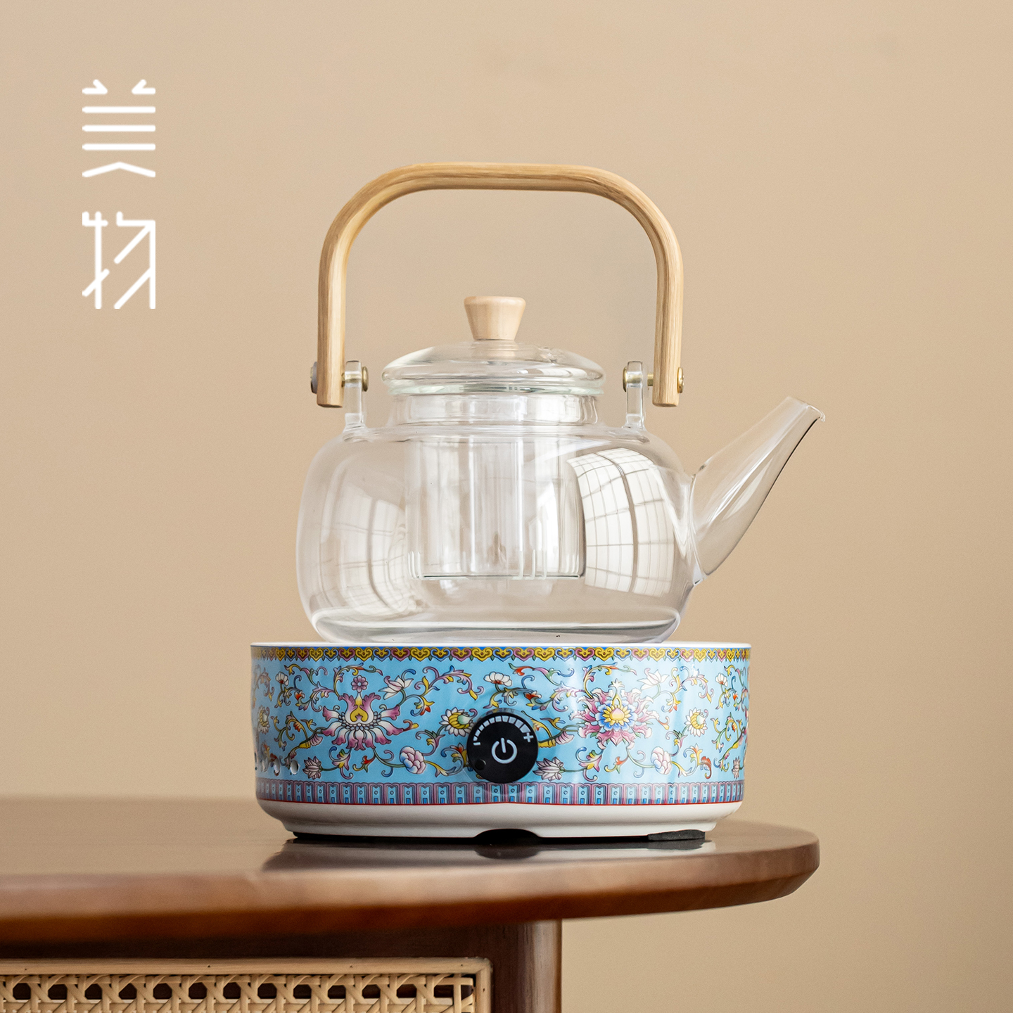 珐琅彩电陶炉煮茶器玻璃提梁壶桃李春风煮茶器圆形电陶炉新款 - 图3