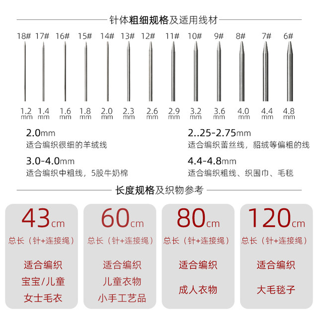 环形棒针 不锈钢毛衣编织工具 袖子毛线针毛衣针工具手工循环棒针