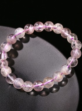 2026晶德珠宝 天然冰透紫兔毛幽灵水晶手链女生招财圆珠手串礼品