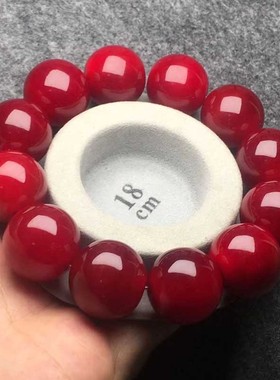 2026天然满血老料羊角圆珠手串西藏式饰品全红色角男女手炼民族风