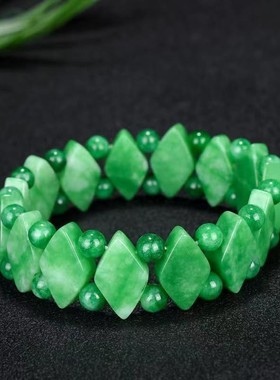 2026绿干青翡翠桶珠手链满绿色帝王绿铁龙生翡翠路路通玉石手串