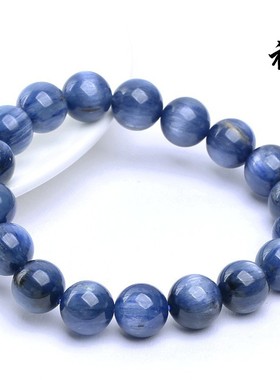 2026鸿初珠宝 天然蓝晶石圆珠手串 天然猫眼蓝晶石时尚浅蓝晶手链
