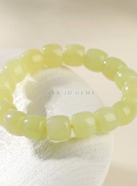 2026晶德珠宝天然黄口料和田玉直切手链复古油润女生素圈百搭手串