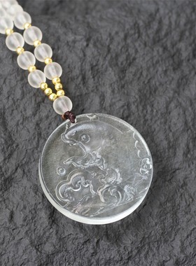 2026【厂家直销】古法琉璃 鱼图案吊坠情侣款龙腾盛世配108颗珠链