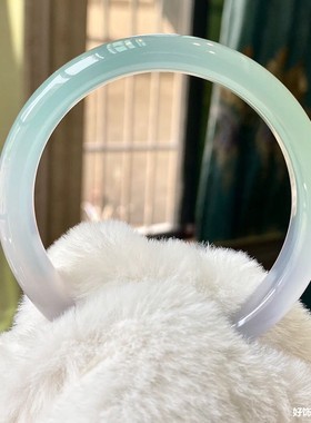 2026天然冰种油青绿远山黛玉髓手镯半山半水玛瑙女款玉石镯子首饰