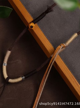 2026高档藏式手搓棉绳唐卡吊坠绳佛牌挂绳蜜蜡项链绳纯手工编绳锁