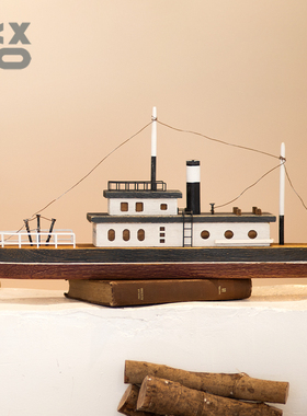 YBOX木雕模型摆件复古立体帆船