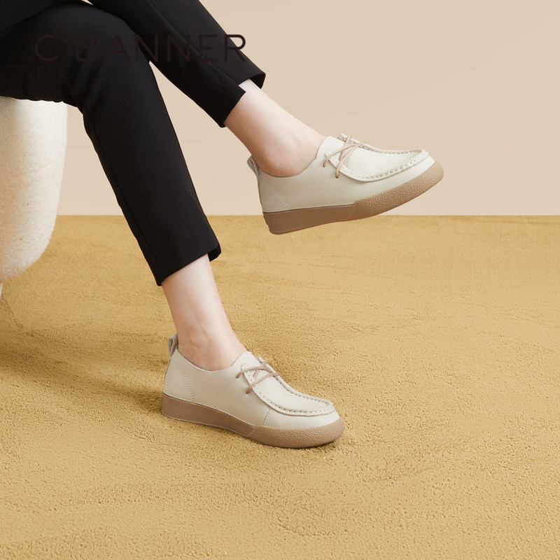 千百度牛津鞋秋季新款休闲系带小皮鞋平底时尚乐福鞋女英伦风,淘宝优惠券,粉丝福利购,淘宝优惠卷