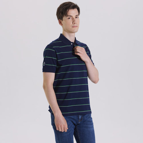 【纯棉】DIVPOLO保罗男士短袖Polo衫条纹2026夏T恤上衣MA0412446 - 图0