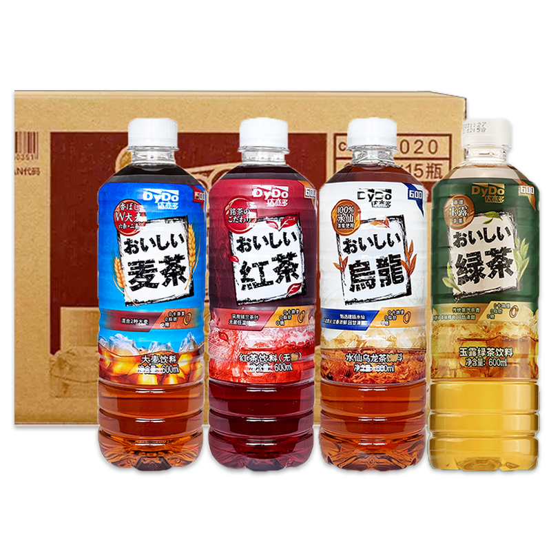 达亦多DyDo大麦茶红茶饮料600ml*15瓶整箱特价无糖0脂肪0卡茶饮料 - 图3