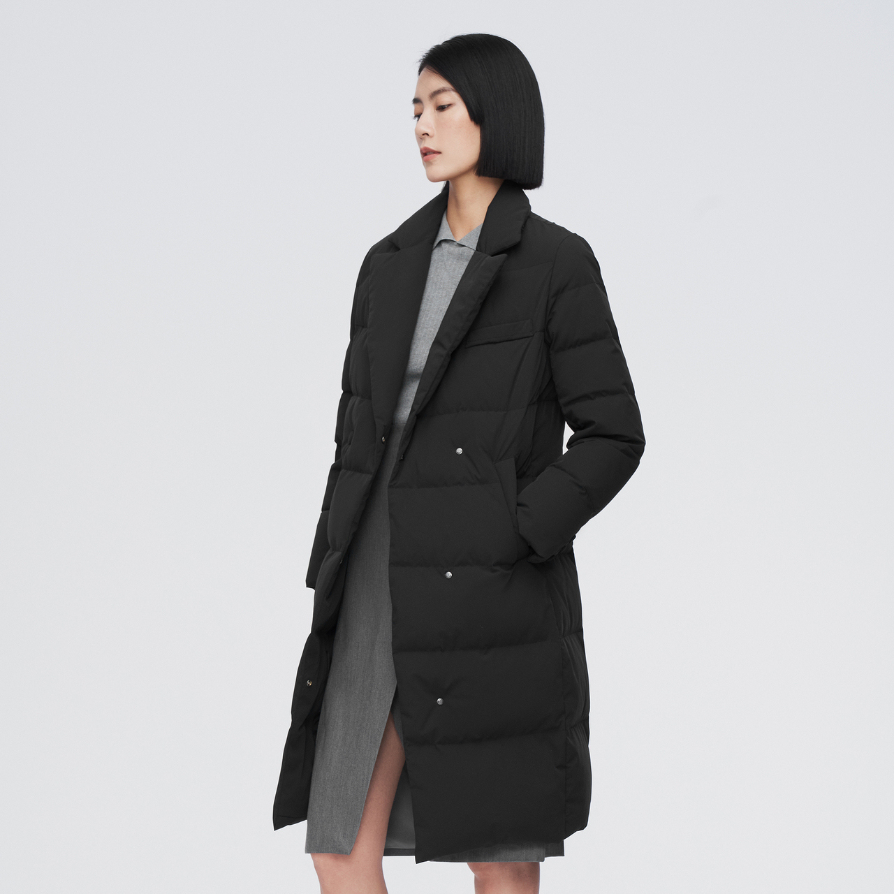 【鹅绒】波司登女士气质商务简约中长款保暖西服领羽绒服风衣大衣