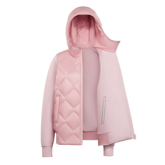 波司登官方奥莱连帽轻薄羽绒服女短款时尚保暖卫衣拼接短款外套