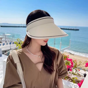 诗孚！夏季网红空顶防紫外线遮阳黑胶草帽
