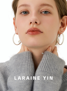 LARAINEYIN肌理感大耳圈S925银针显脸小极简高级小众轻奢通勤耳饰