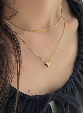 钛钢女爱心项链简约百搭