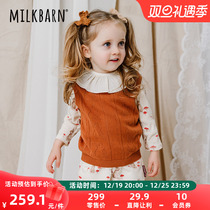 Milkbarn2023 new childrens vest baby Summer boy pure cotton sleeveless harness girl knit blouse