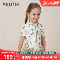 Milkbarn2023 Summer Children One-piece Swimsuit Baby Short Sleeve Triangle Swimsuit Girl Lotus Leaf Side Swimsuit Pants