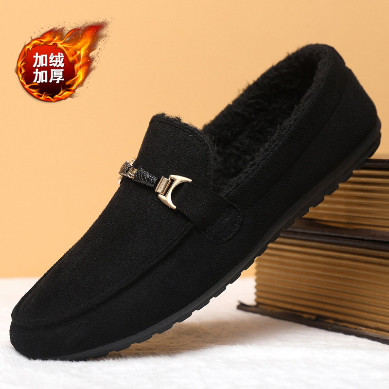 冬季新款棉鞋男豆豆鞋男冬季加绒保暖潮流软底驾车鞋一脚蹬懒人鞋,淘宝优惠券,粉丝福利购,淘宝优惠卷