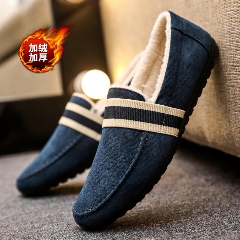 秋冬季男鞋加绒棉鞋男士休闲豆豆鞋男一脚蹬保暖懒人老北京布鞋,淘宝优惠券,粉丝福利购,淘宝优惠卷