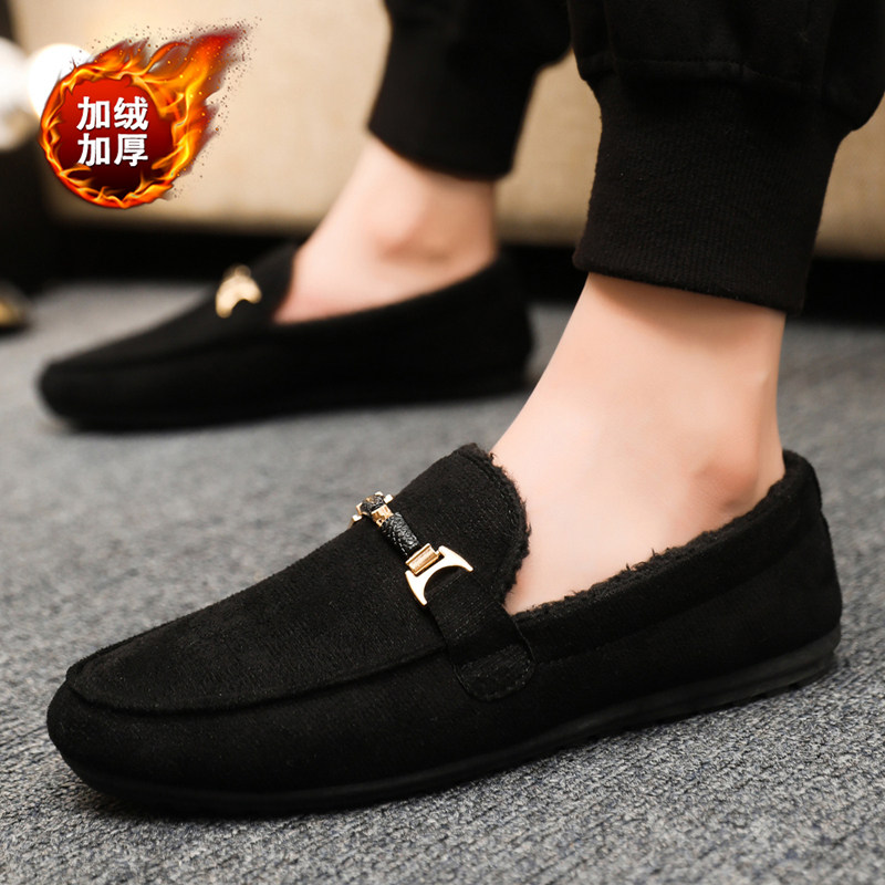 冬季新款棉鞋男豆豆鞋男冬季加绒保暖潮流软底驾车鞋一脚蹬懒人鞋,淘宝优惠券,粉丝福利购,淘宝优惠卷