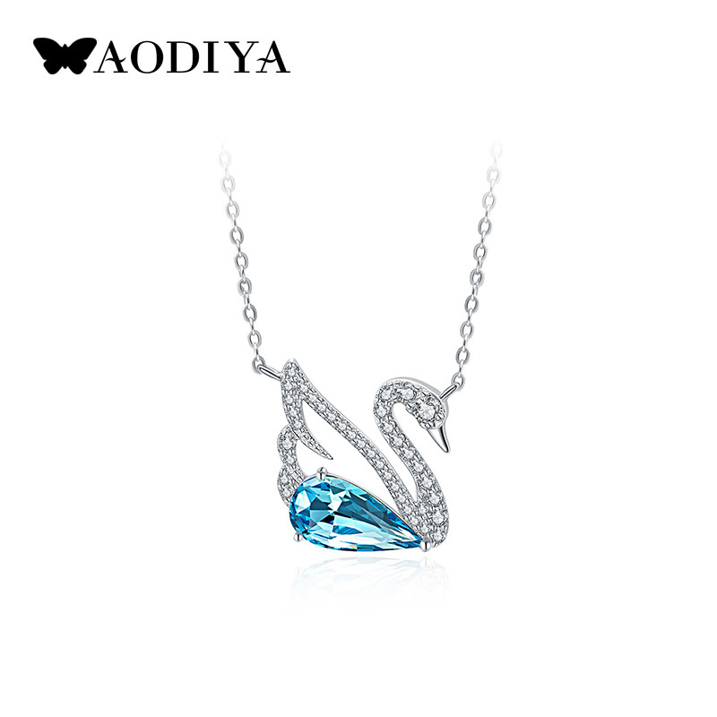 采用施华洛世奇元素蓝色女锁骨链 aodiya项链