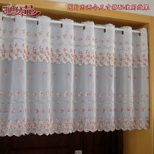 Штора, корейская кофейная ткань, с вышивкой