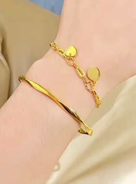 黄金包银莫比乌斯环手镯女