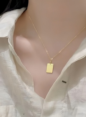 古法足金包银吊坠无事牌黄金项链女祥云平安无事小方牌挂坠送女友