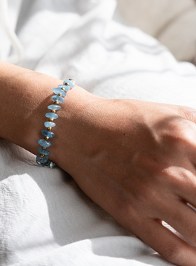 戳爷ins同款天然海蓝宝绳蜡绳编