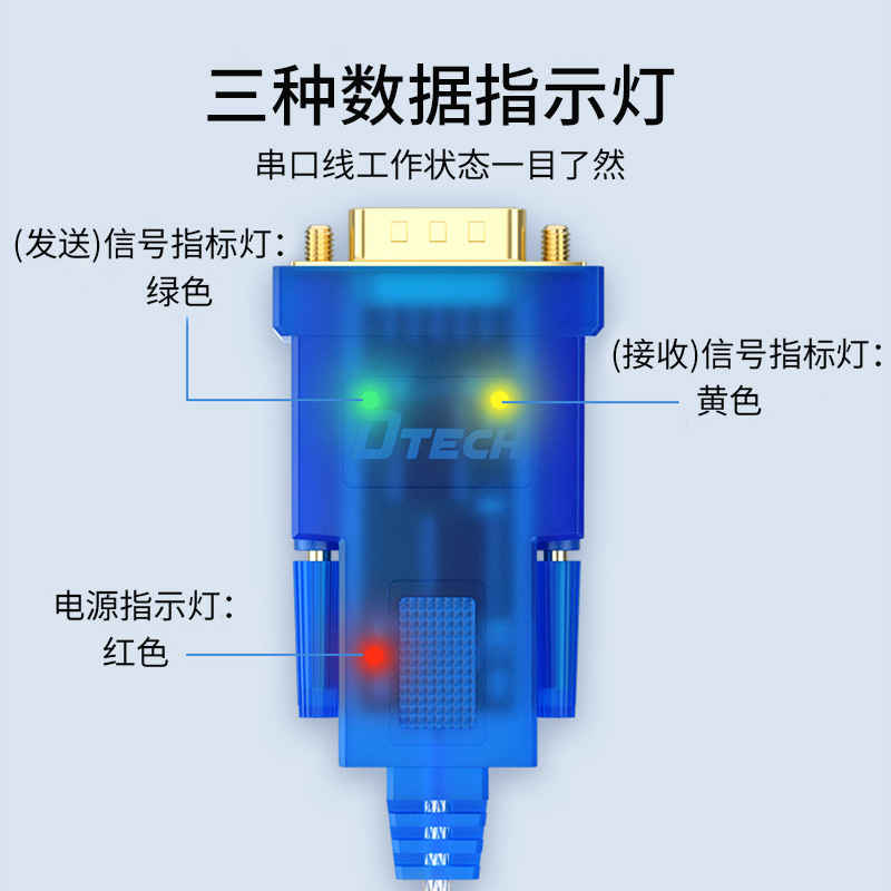 帝特usb转RS232com串口线九针type-C连接电脑打印串口数据线工业级转换器9针公对公db9公转母接头FT232 - 图2