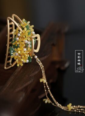 桂花抓夹汉服古风配饰流苏丸子头