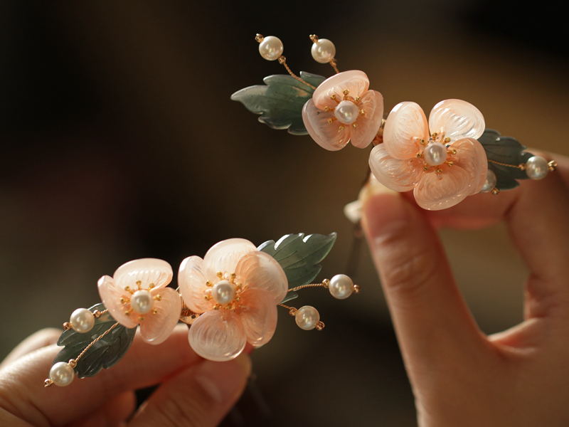 【扑鼻香】汉服发饰花簪花钿精致发簪古风宋制丸子头发饰后压簪子 - 图2