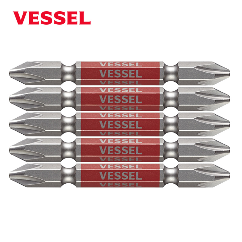 日本VESSEL威威批头钢彩十字双头加长电动风批咀带磁高硬度起子头 - 图0