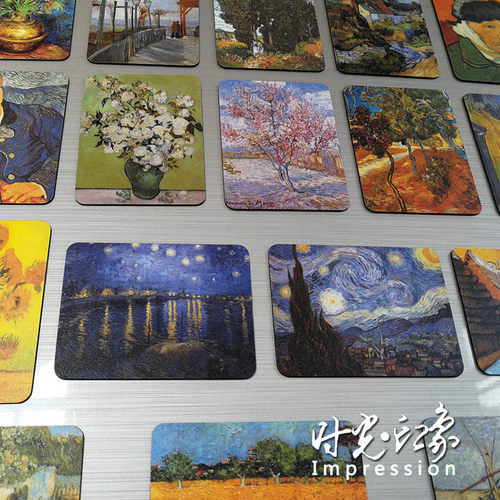 世界名家油画梵高作品繁星满天的隆河夜景冰箱贴个性订制装饰磁贴 - 图0