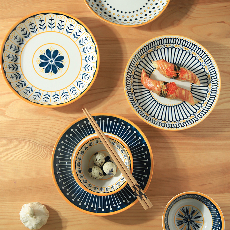 舍里釉下彩陶瓷碗米饭碗大碗汤碗家用2024新款网红盘子碗套装餐具 - 图0