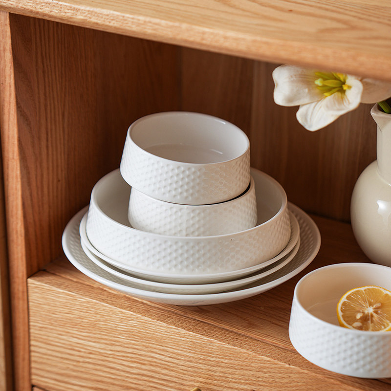 舍里白色碗碟套装家用餐具陶瓷