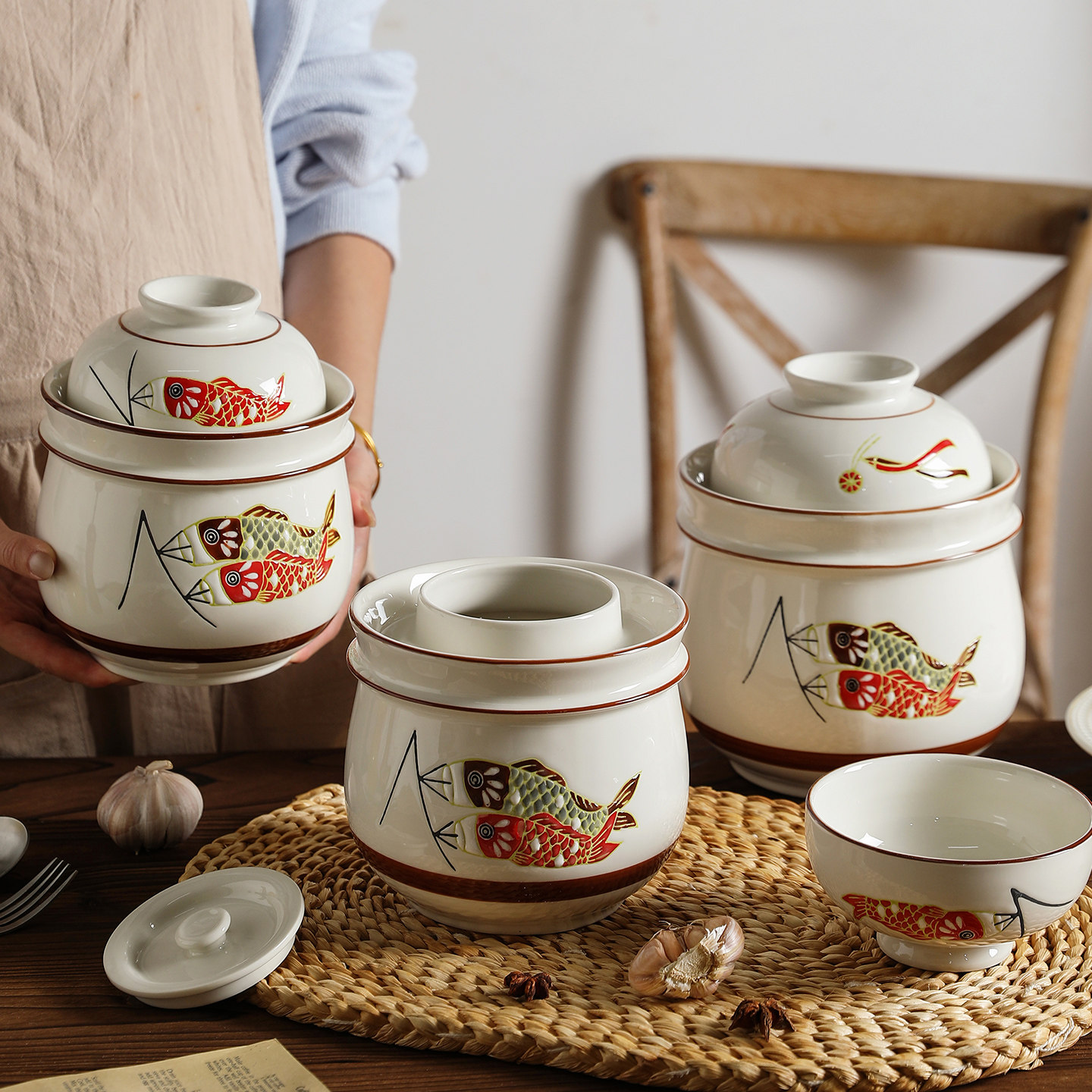 舍里复古泡菜坛子家用泡菜罐密封带盖老式酸菜咸菜加厚陶瓷腌菜罐,淘宝优惠券,粉丝福利购,淘宝优惠卷