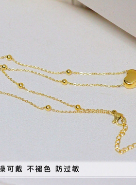 钛钢立体爱心锁骨链女小圆珠项链