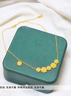 钛钢不掉色锁骨链女雏菊项链