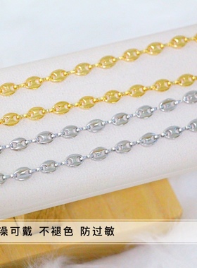 洗澡不用新款钛钢猪鼻子锁骨链