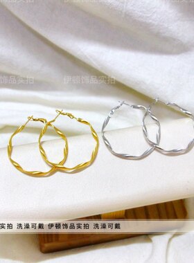 欧美钛钢不掉色莫比乌斯圆圈耳环