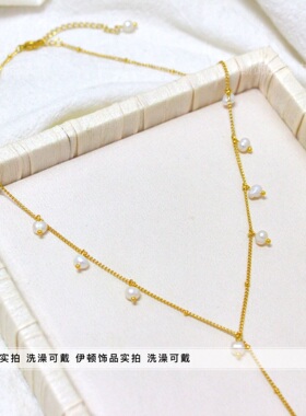 钛钢甜美女Y型贝珠项链